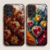 Stylish Gemstone Heart-shaped Pattern Tempered Glass Phone Case for Samsung Galaxy A56 A55 A54 A53 A52 A36 A14 A15 A31 5G Covers