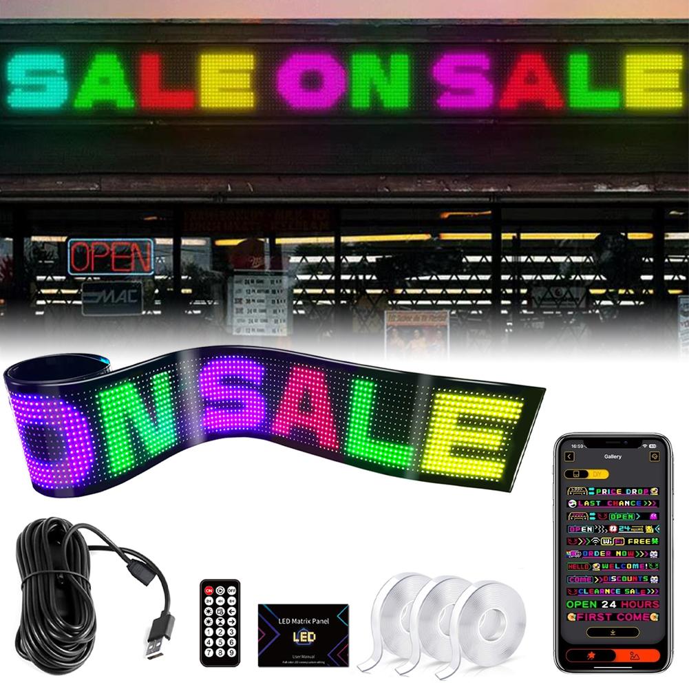 Business Advertising LED Matrix Pixel Panel RGB Pattern Car Graffiti Scrolling Text Animation Shop Reminder Light Bluetooth Lamp