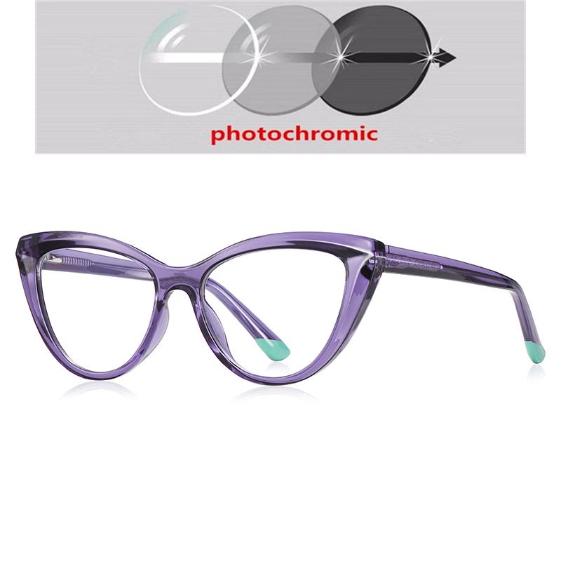 Transparent Purple Frame Cat Eye Nearsighted Glasses For Women Fashion Shortsighted Prescription Eyeglasse 0 -0.5 -0.75 To -6.0
