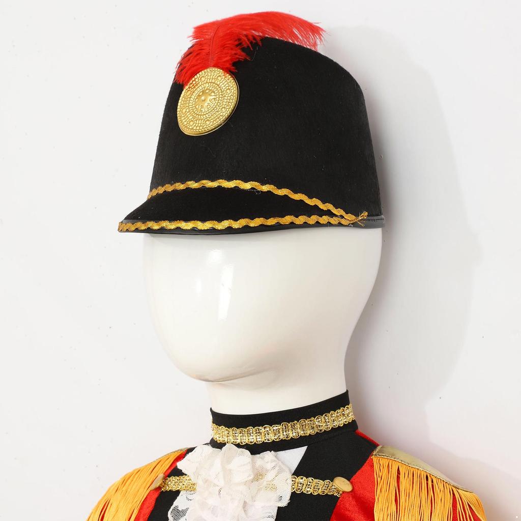 Ridder Hoed met Veer voor Volwassenen en Kinderen - Trommelaar Bandmuts voor Kostuum, Feest & Podiumoptreden Accessoire