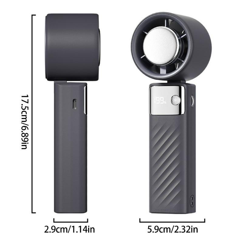 Multifuntional LED Display Fan Efficient Cooling Fan Quiet Powerful Fan 3000mAh Battery ABS Texture for Outdoor Travel
