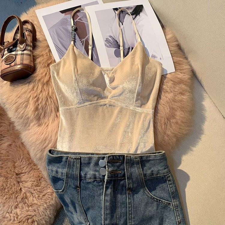 Summer Korean Fashion Sexy Suspender Women Off Shoulder Beauty Slim Camisole Female New Design Retro Aesthetic Solid Chic Tops