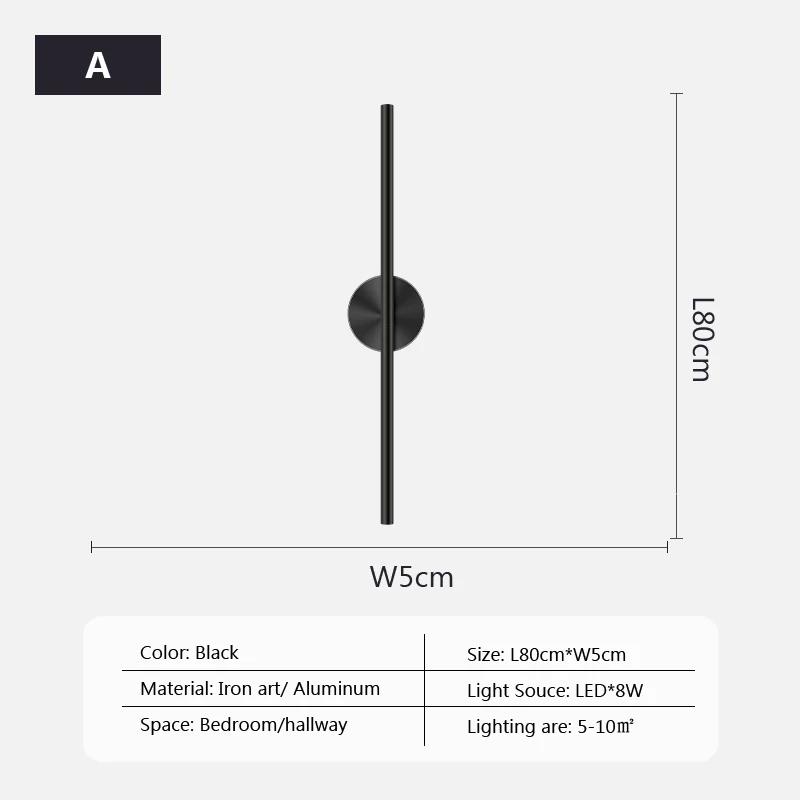 עיצוב מנורת קיר LED מודרנית מקל ארוך פשוט נורדי אורות דקורציה לקיר רקע פנימי לסלון חדר שינה מדרגות מלון