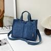 Trendy Japanese Large Capacity Fall New Student Sling Bag Stylish Tote Bag In Black Beige Khaki And Blue