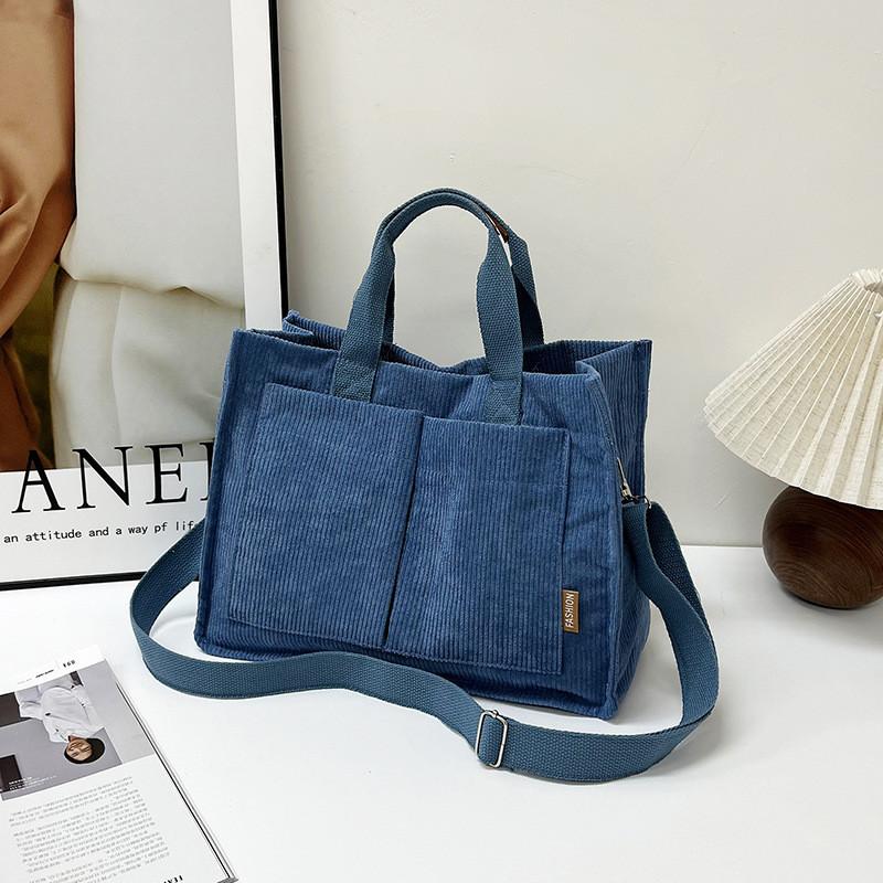 Trendy Japanese Large Capacity Fall New Student Sling Bag Stylish Tote Bag In Black Beige Khaki And Blue