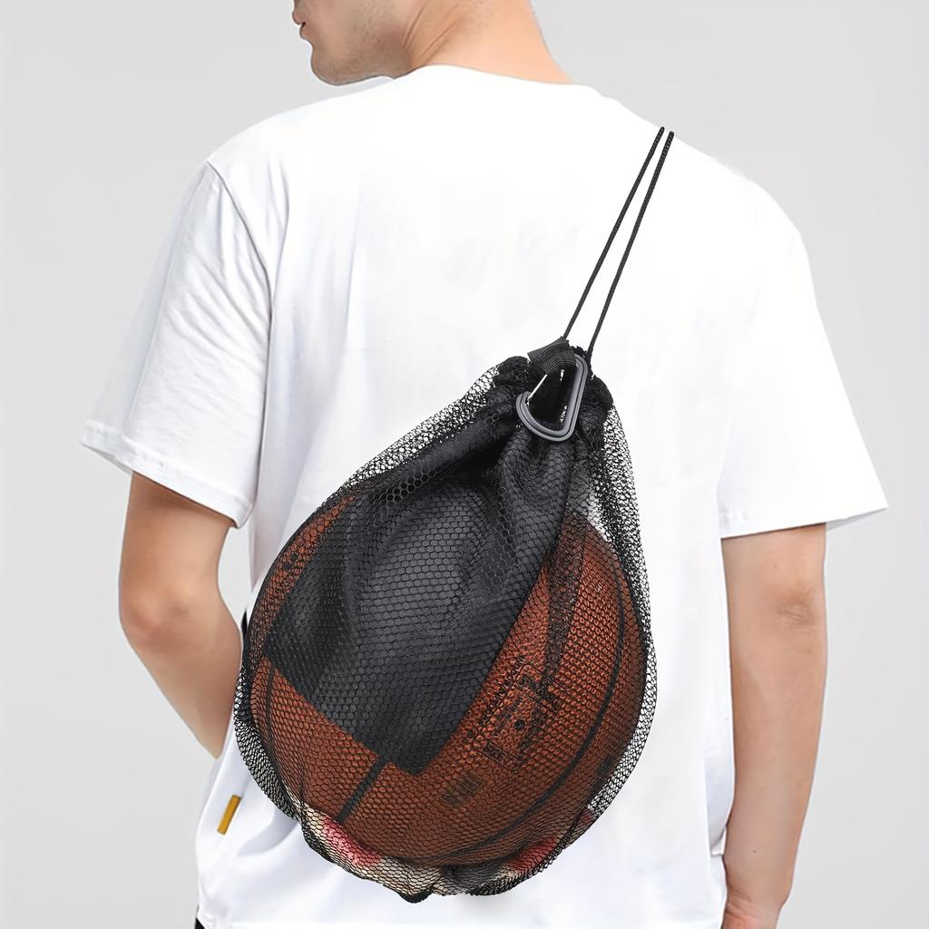 High-Quality Drawstring Sports Ball Net Bag Portable Foldable Storage Bag for Basketball Soccer Volleyball Water Polo (Bag Only)