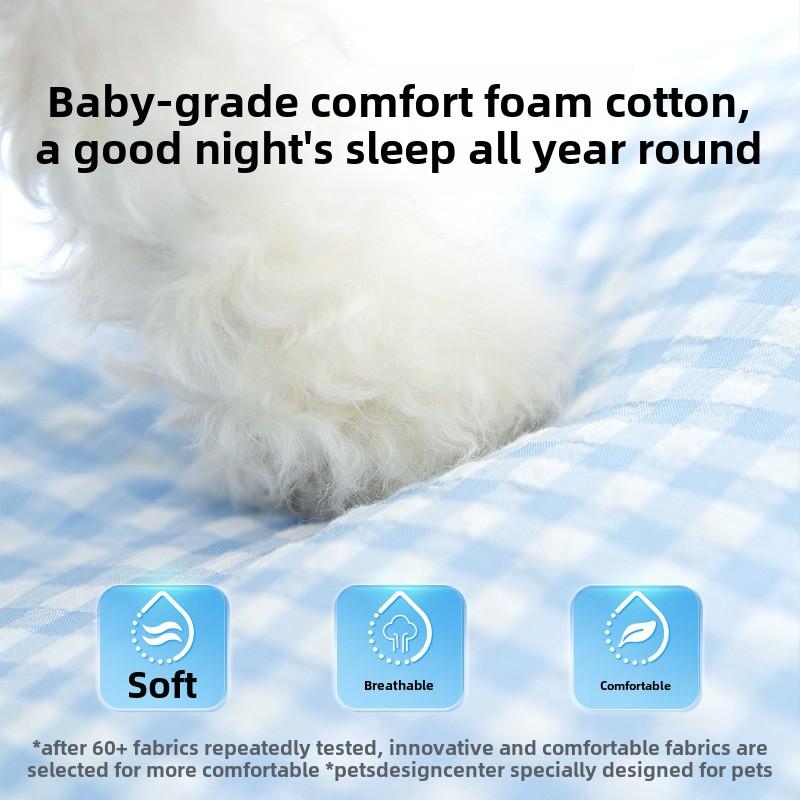 Spring and Summer Korean Plaid Dog Sofa Nest Four-season Universal Kennel Contrasting Color Backrest Dog Cushion Pet Nest Cat Nest