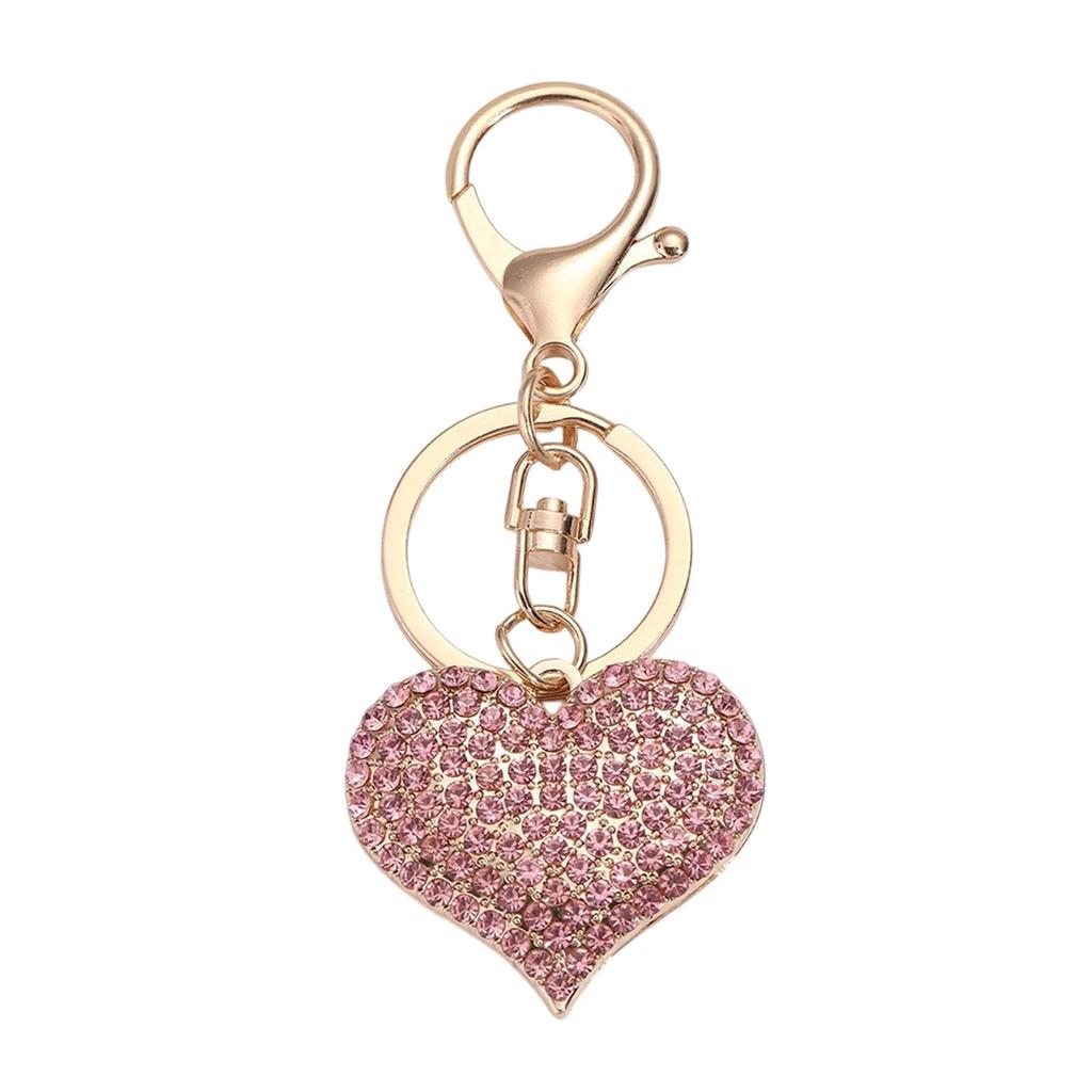 Sparkling Heart Keychain With Full Rhinestone Elegant Design Alloy Keyring Pendant For Gifts And Daily Use