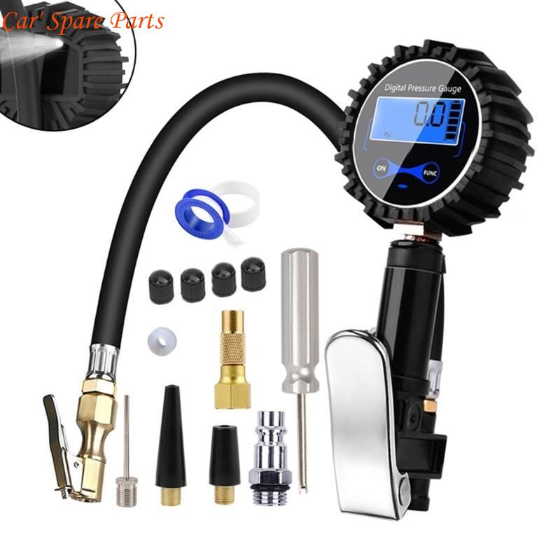 Y4UA Digital LCD Display Car Tire Air Pressure Inflator Gauges 200PSI Pressure Gauges