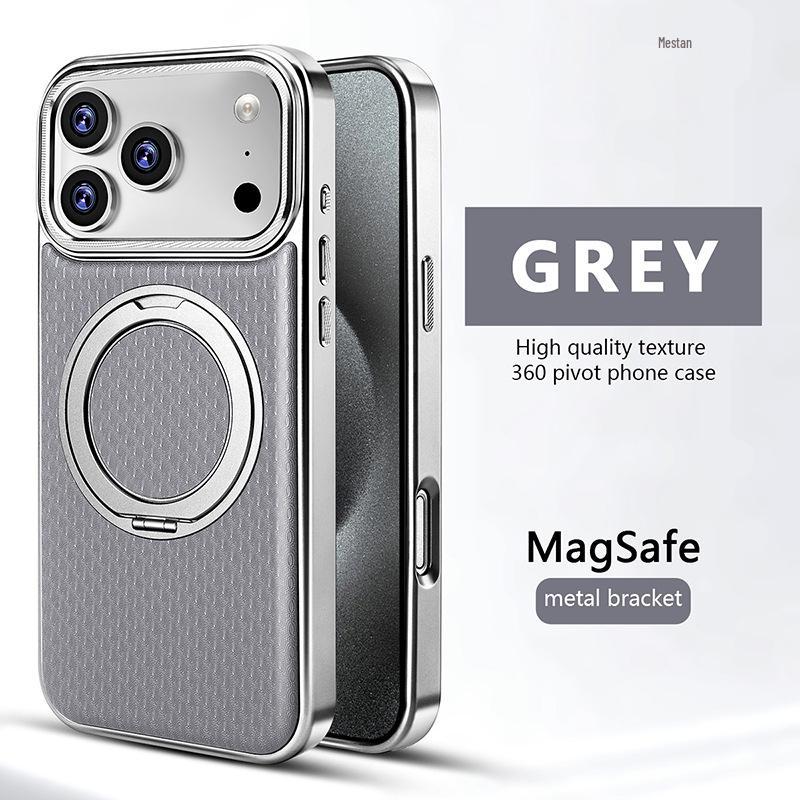Compatible iPhone Case with Rotating Stand & Magnetic Adsorption for 12, 13, 14, 15, 16, 17 Pro Max - Cross-border Business Male Design