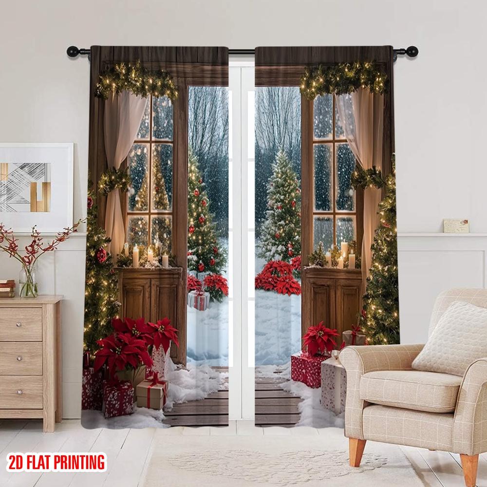 2pcs 2D Flat Printing Merry Christmas Popular Drapes Christmas13 Machine Washable Fabric Without Electricity Party Decorations