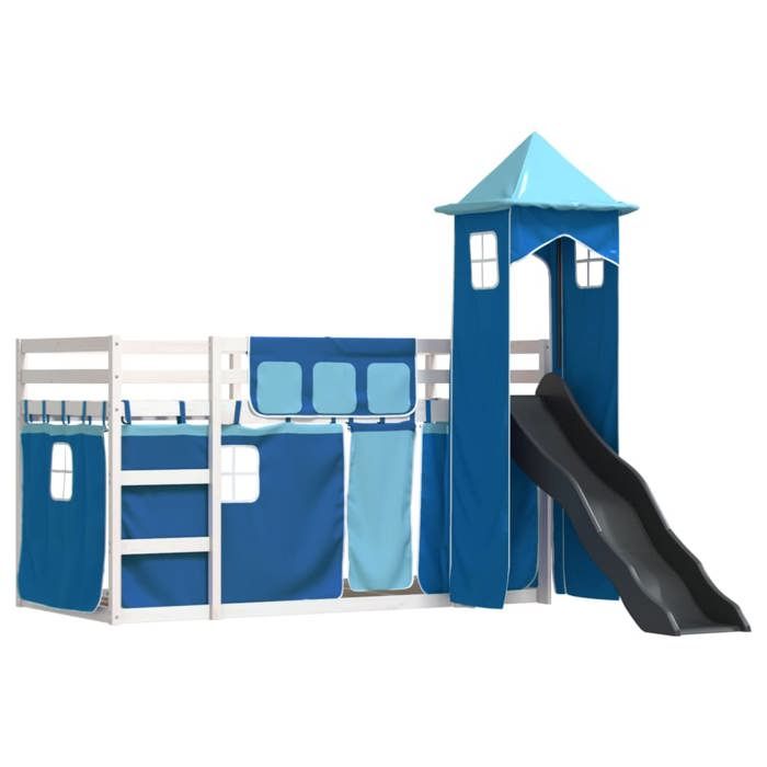 VidaXL Bunk Bed Without Mattress with Slide and Curtains 90x190 Cm 3284210
