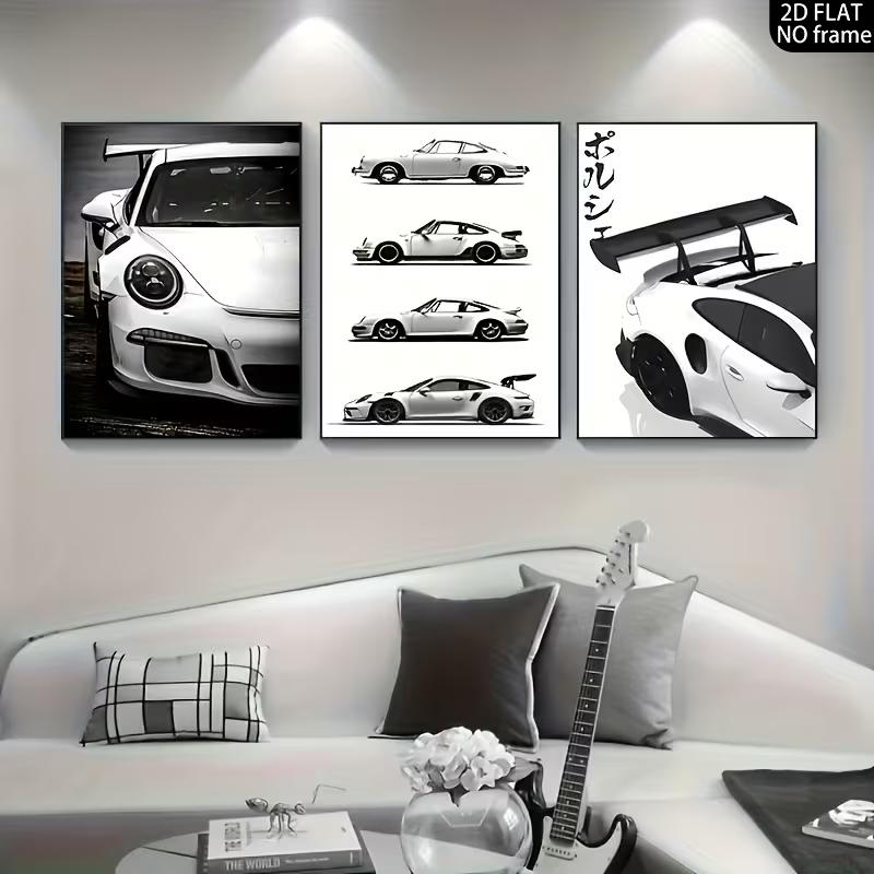 Modern Luxury Sports Car Canvas Art Set Retro Cool Racing Posters, Perfect for Bedroom, Living Room or Corridor Decoration