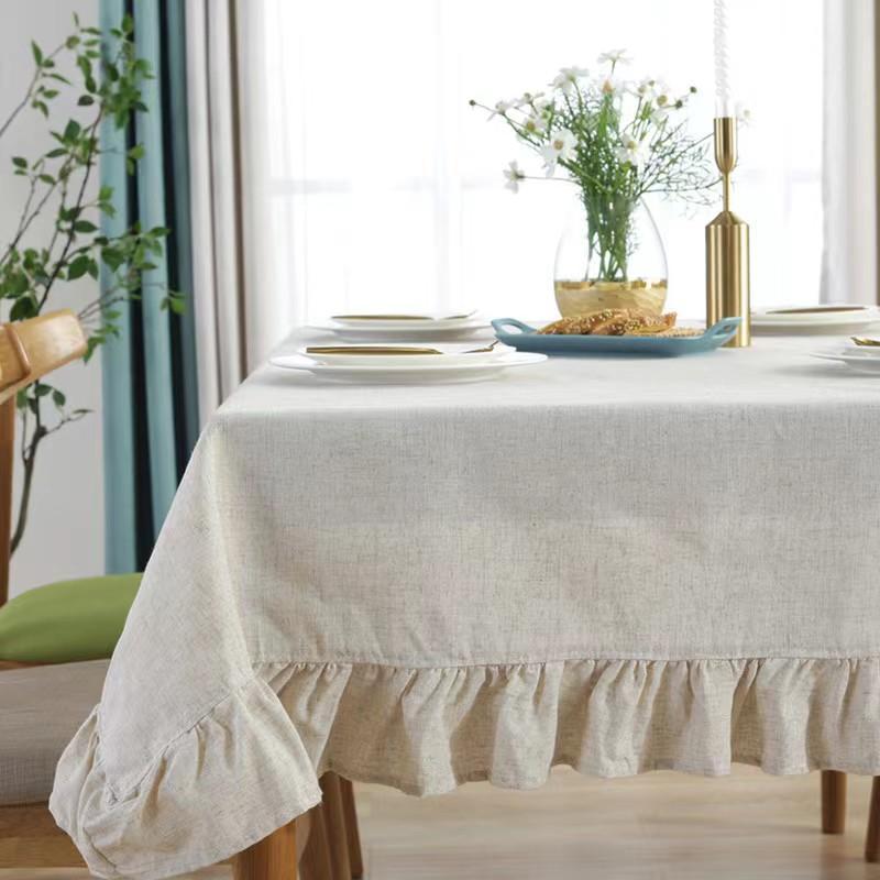 Christmas Green Plaid Ruffled Tablecloth Rectangular/Round Washable Anti-Stain Table Decorations For Kitchen Wedding Table Cover