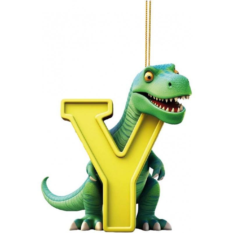 1ks vánoční dinosauří ozdoby 26 písmen kreslený přívěsek 2D plochý akrylový materiál dinosauří figurky závěsná vánoční párty dekorace, ideální pro domácnost
