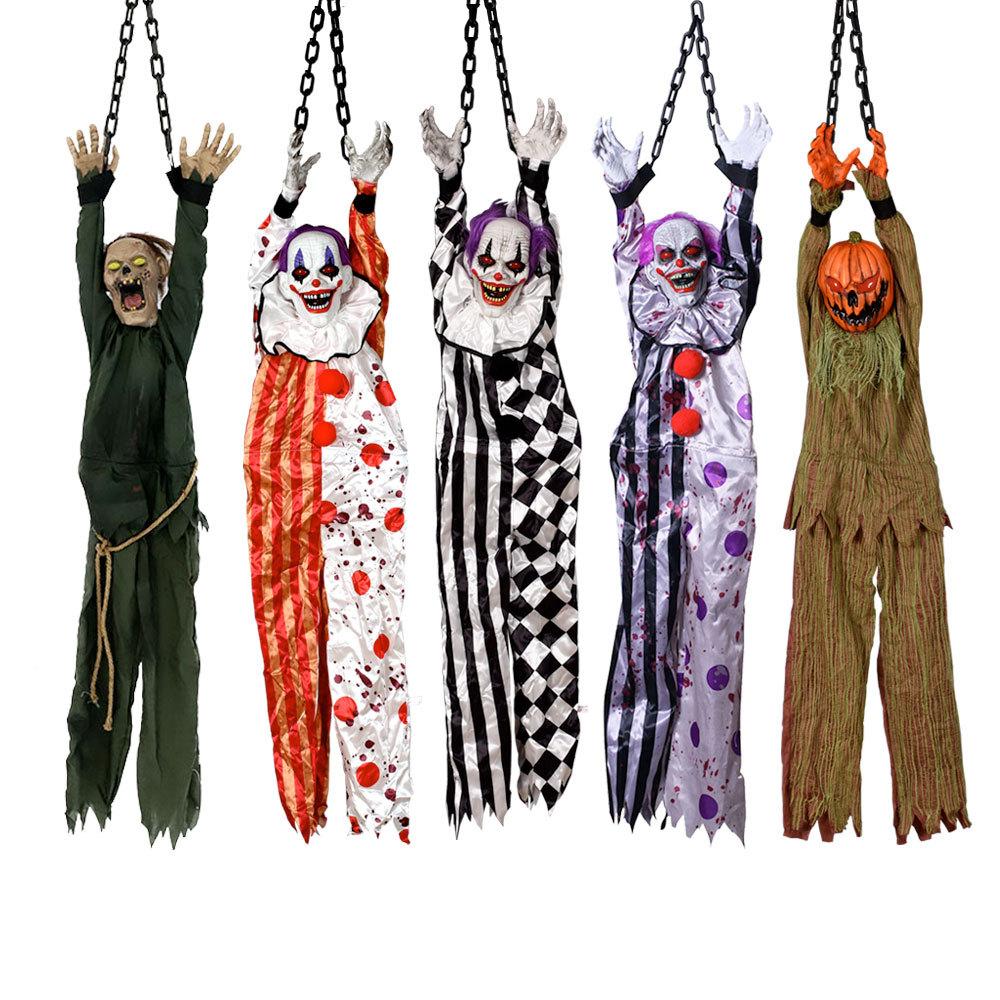Halloween Animatronics Decoration Hanging Clown Nurse Voice Control Electric Outdoor Scary Clearance Horror Haunted House Props