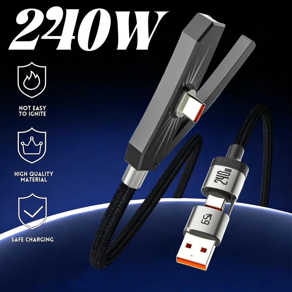 2 v 1 USB Type C 240W Rychlonabíjecí Kabel Skládací Držák Typ-C Rychlonabíječka Linka USB Stojan na Mobilní Telefon