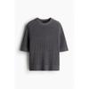 H M sHort Sleeve Sweater Regular Fit Dark Grey