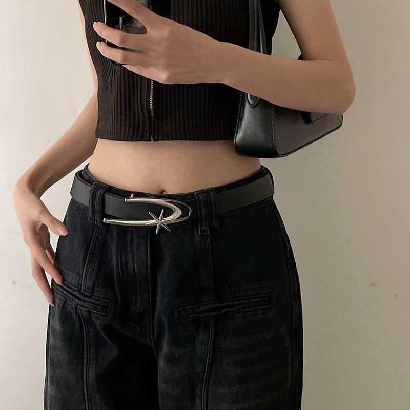 Fashionable 2024 New Design Womens Pu Belt For Stylish Denim Outfits Black Color