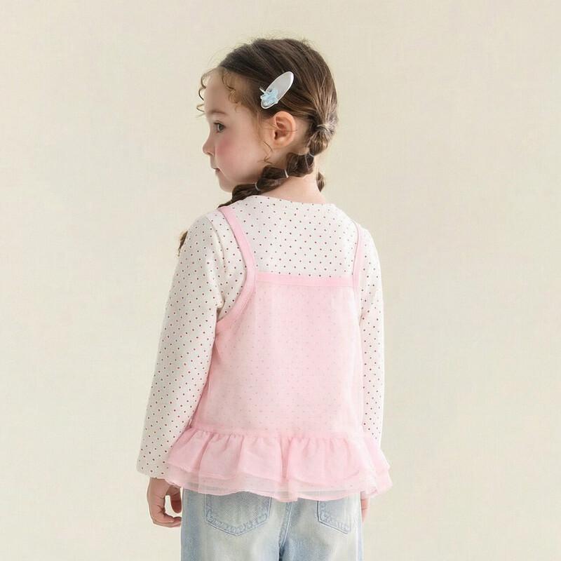 DEESHA Girls Layered Look Knit Long Sleeve T-Shirt 120