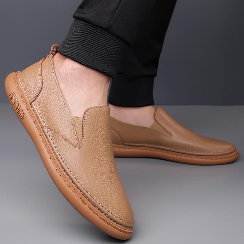 Leather Shoes Men Business Shoes Luxury Brand Loafers Flat Platform Walking Shoes Slip On Black Driving Shoes Male Formal Shoes