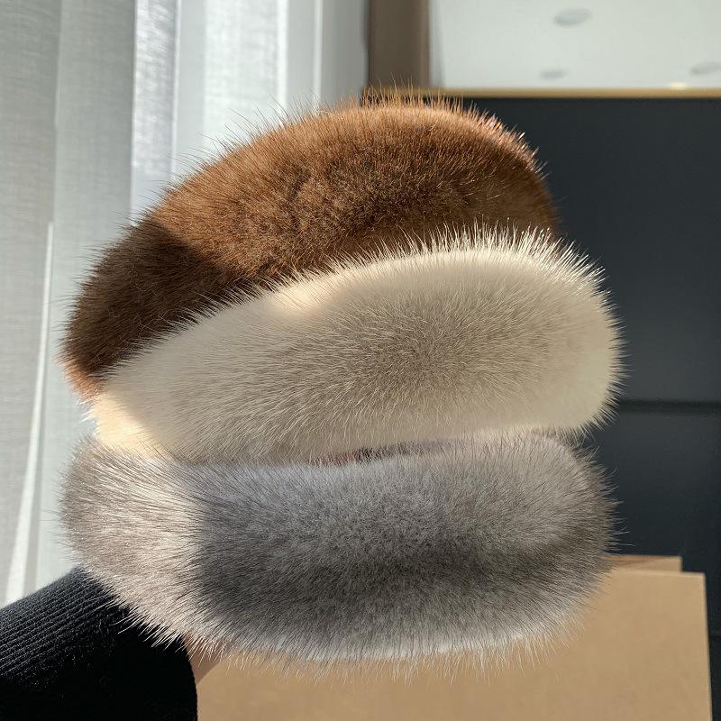Korean Fluffy Wide Brim Hairband: Mink Fur Winter Headwear for Versatile Use in Hair Care and Styling