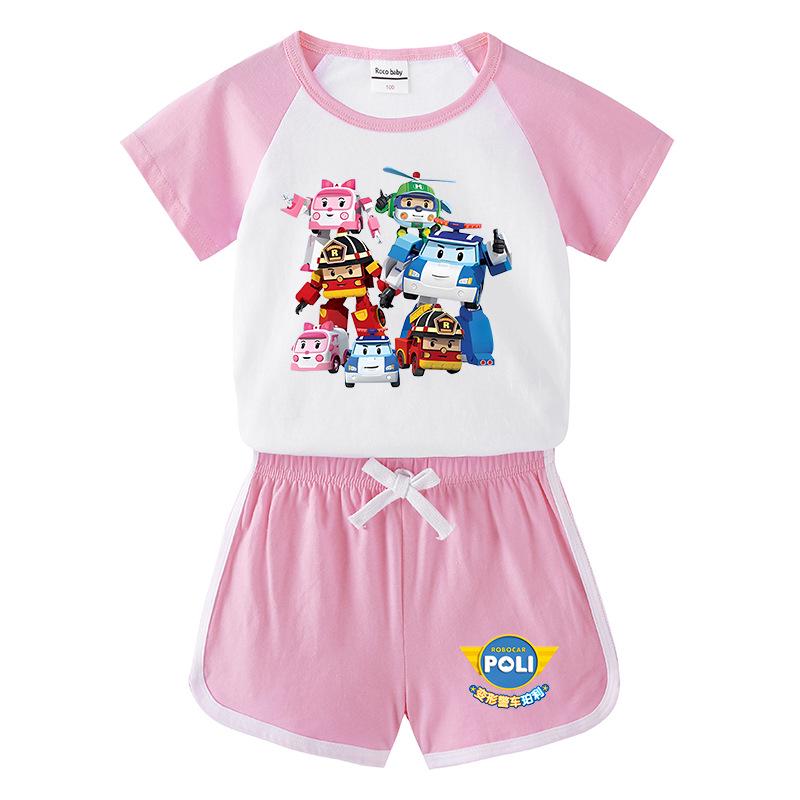 Kids' Summer Color Block Set: Short Sleeve T-shirt & Shorts for Boys and Girls
