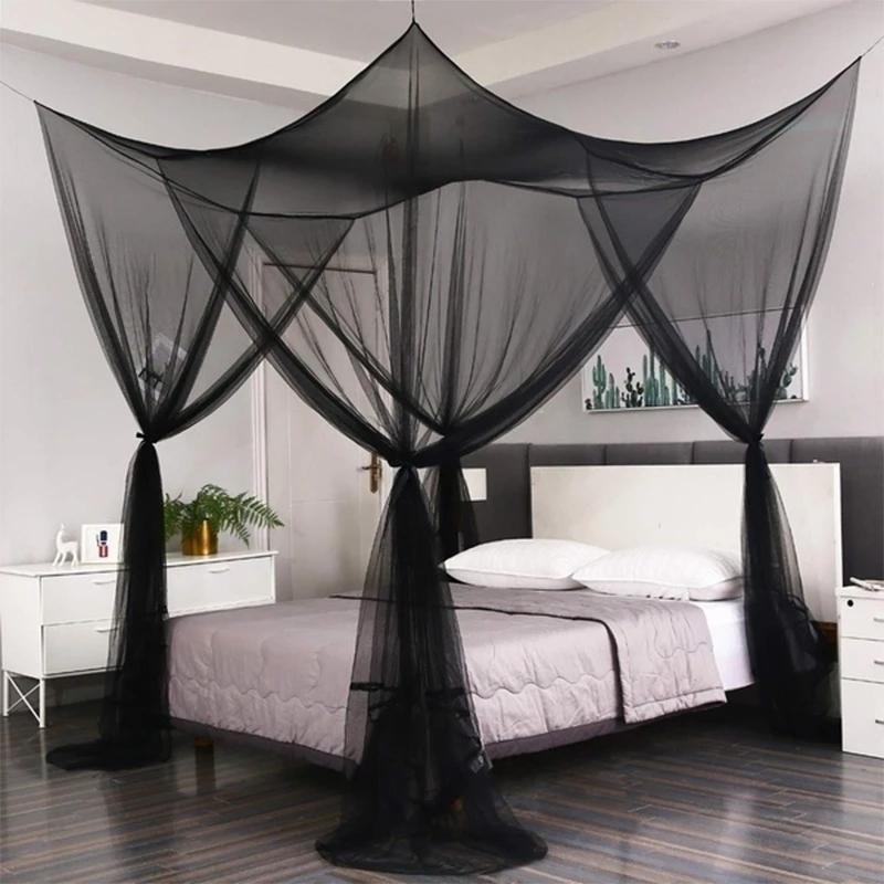 190*210*240cmSexy Mosquito Net Palace Four Door King/Queen Double Size Home Single Bed Prevent Insect Outdoor Square Grace White Canopy Net