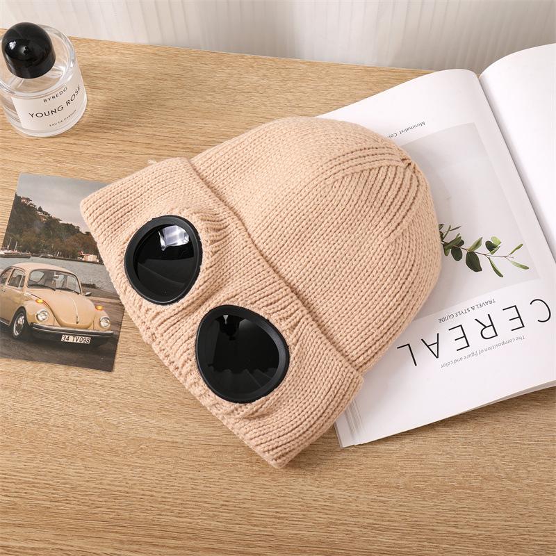 Hot-selling knitted glasses hat autumn and winter men's and women's ear protectors wool hat warm outdoor ski pullover hat tide