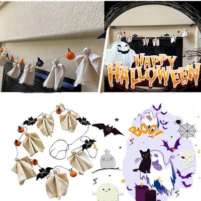 Garland Halloween Decoration Farmhouse Decoration Halloween Diy Cloak Garland Haunted House Hanging Garlands Festive Ghost Deco