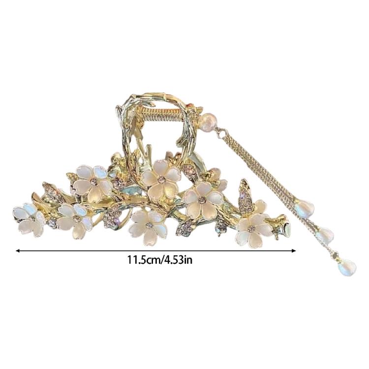 Pearls Tassels Hair Claw Clip with Flower Design And Gentle Hold For Long Fine Hair Updos Bun Hair Styling Accessory