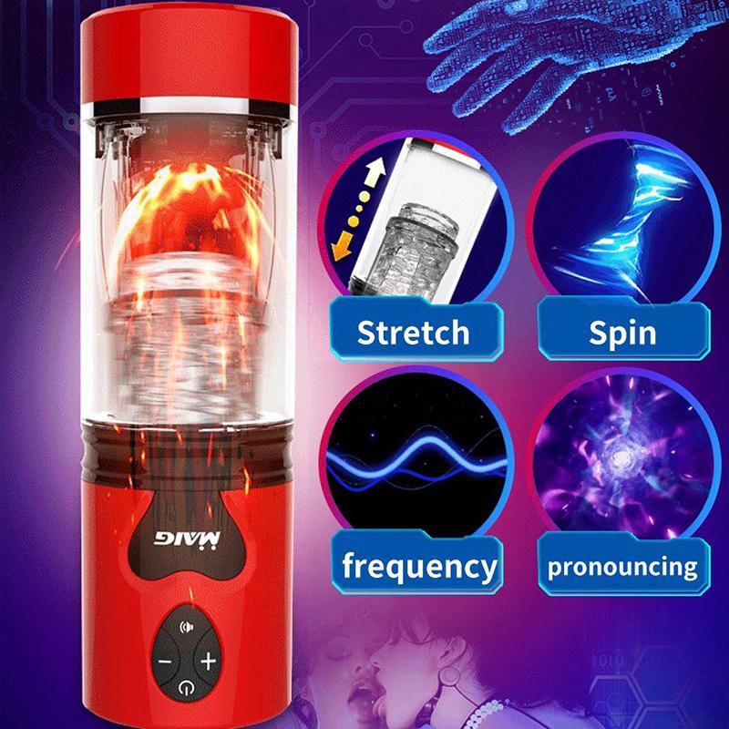 Männlicher Masturbator, automatische Teleskop-Rotation, echte Vagina, Stimme, Masturbationstasse für Männer, Taschenmuschi, starkes Stoßen, Sexspielzeug