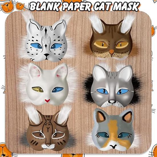 20 Pcs Face Cushion Kit Fox Cat Face Cushion DIY Halloween Masquer Set with Paint And Brush Make-up Party Prop for Dancing Party