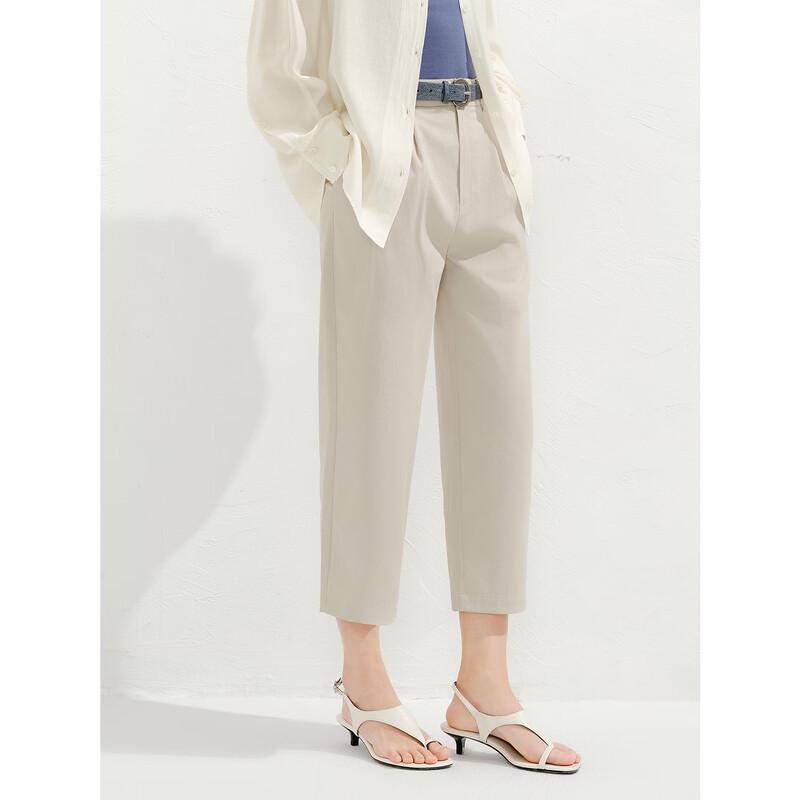 Annakou Women's Casual Cotton Linen Tapered Cropped Carrot Pants