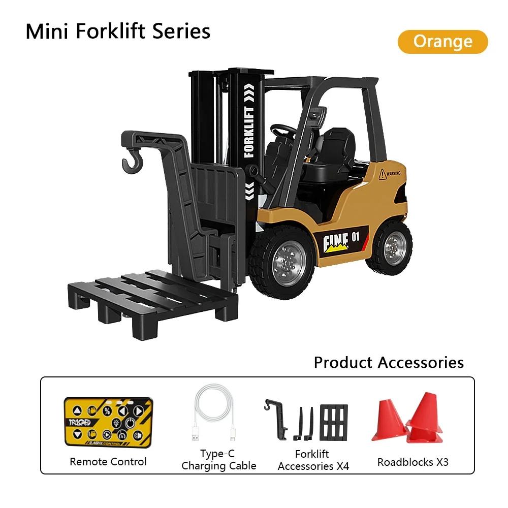 RC Forklift Truck Toys 1/64 Alloy Engineering Construction Vehicles Model Sound Light Collection Forklift Decoration Toy for Kid