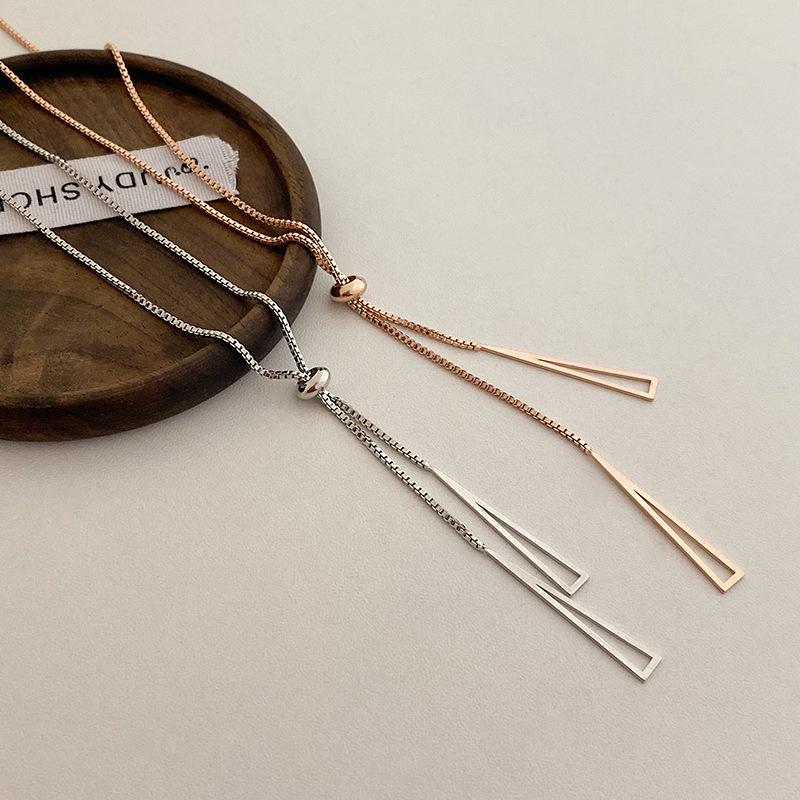 Simple Gold Silver Color Necklaces for Women Long Tassel Sweater Chains Pull Design Clavicle Necklace Jewelry
