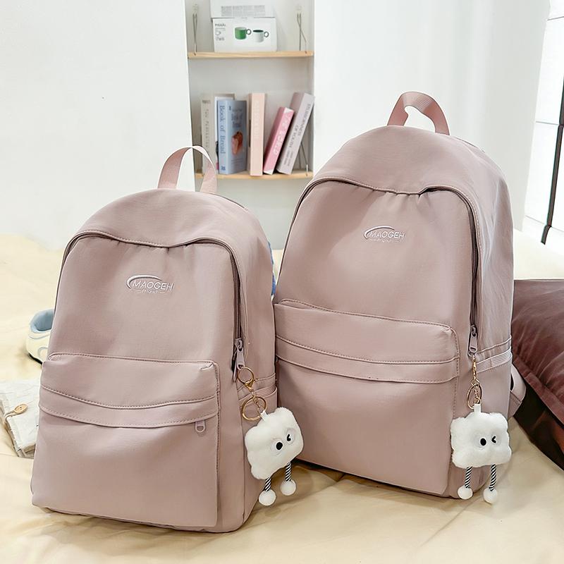 Solid Color Backpack Women's Large Capacity College Style Backpack Student Schoolbag