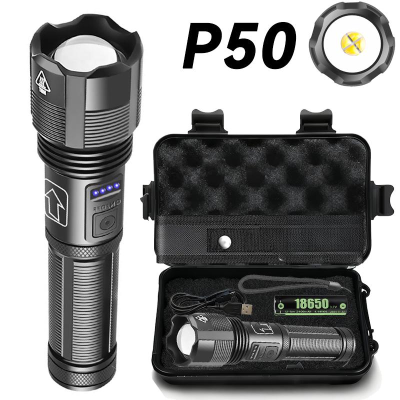 High Power Rechargeable Flashlights Ultra Powerful XHP50/XHP70 Torch Light External 18650Tactical Flashlight For Outdoor Camping