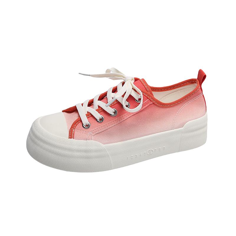 Thick Bottom Canvas Shoes Women's Models  New Walking Hundred Casual Board Shoes Simple Cloth Shoes Casual Lace-Up