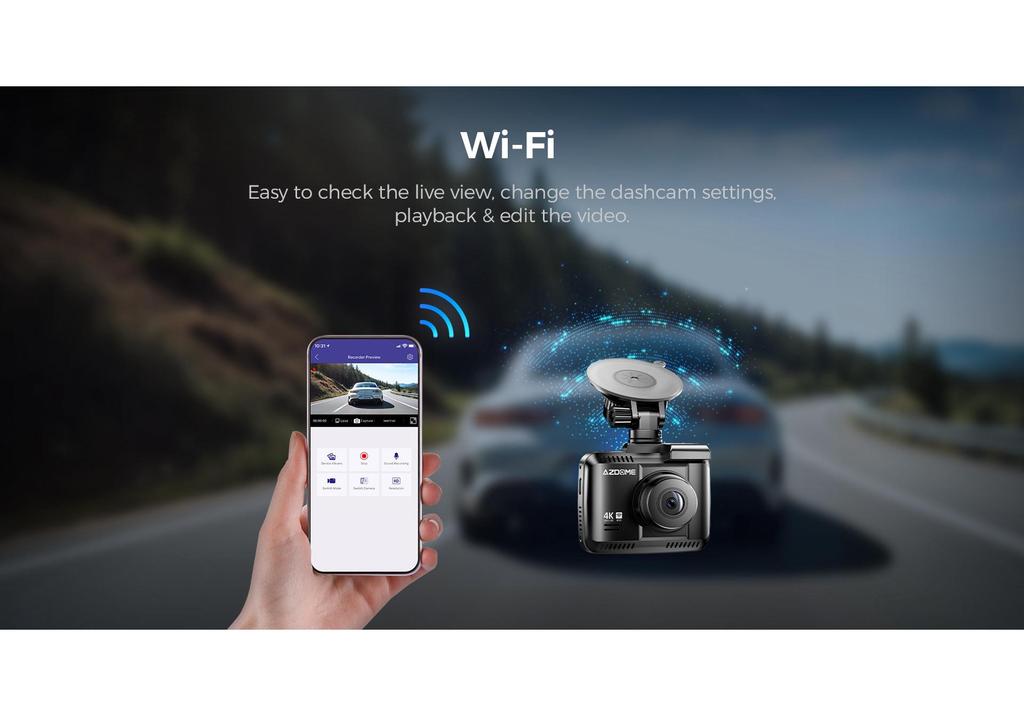 AZDOME 4K Dual Lens Dash Cam with Bluetooth, WiFi, Parking Monitor, and GPS Tracking