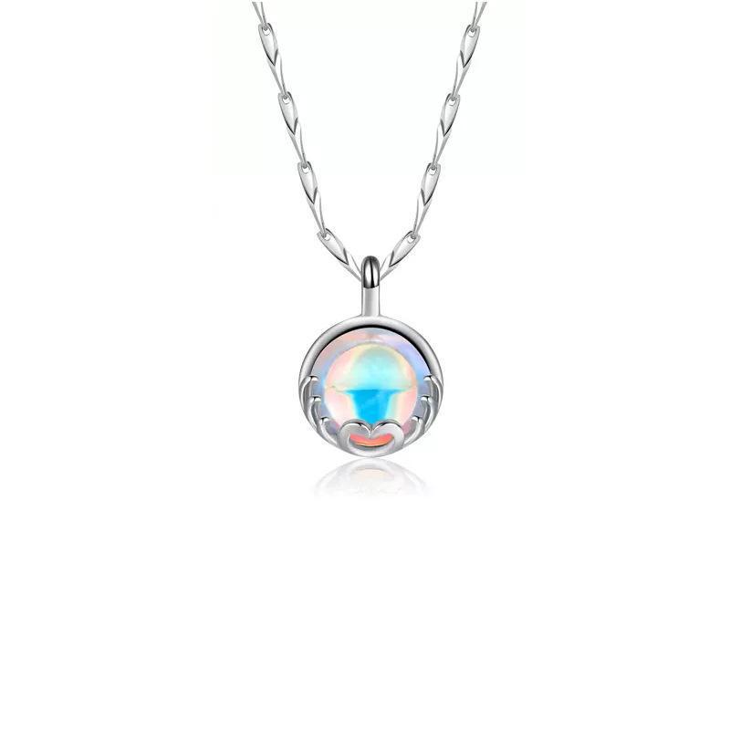 

Moonstone Clavicle Necklace for Women – 999 Pure Silver Gift for Girlfriend, Birthday or Christmas. 999 Pure Silver