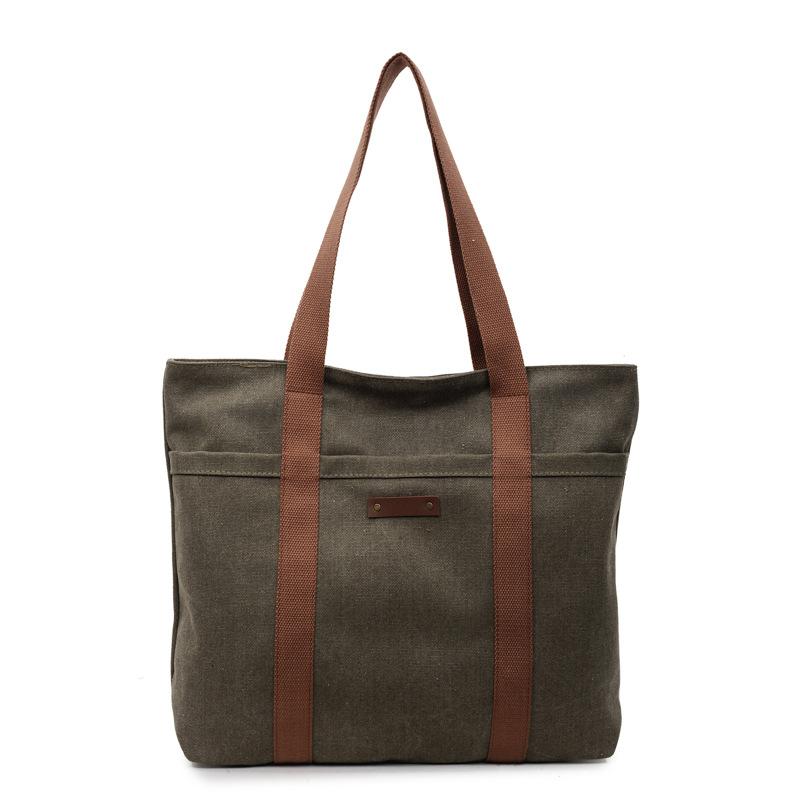 Large Capacity Canvas Travel Bag Commuter Shoulder Bag Shopping Bag Women's Handbag