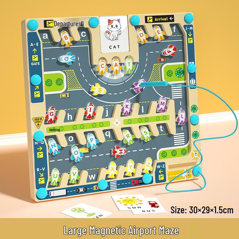 

Magnetic Alphabet Maze Color Sorting & Counting Board - Educational Toy for Hand-Eye Coordination