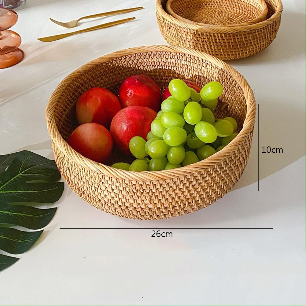 Hand-Woven Flower Basket Food Storage Platters Natural Simplicity Rattan Storage Basket For Home Kitchen Storage Accessories