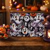 Wear-resistant Canvas Pouch Halloween Storage Bag, with Colorful Cartoon Ghost Print, Durable Travel Bag Makeup Zipper Large Capacity Lightweight
