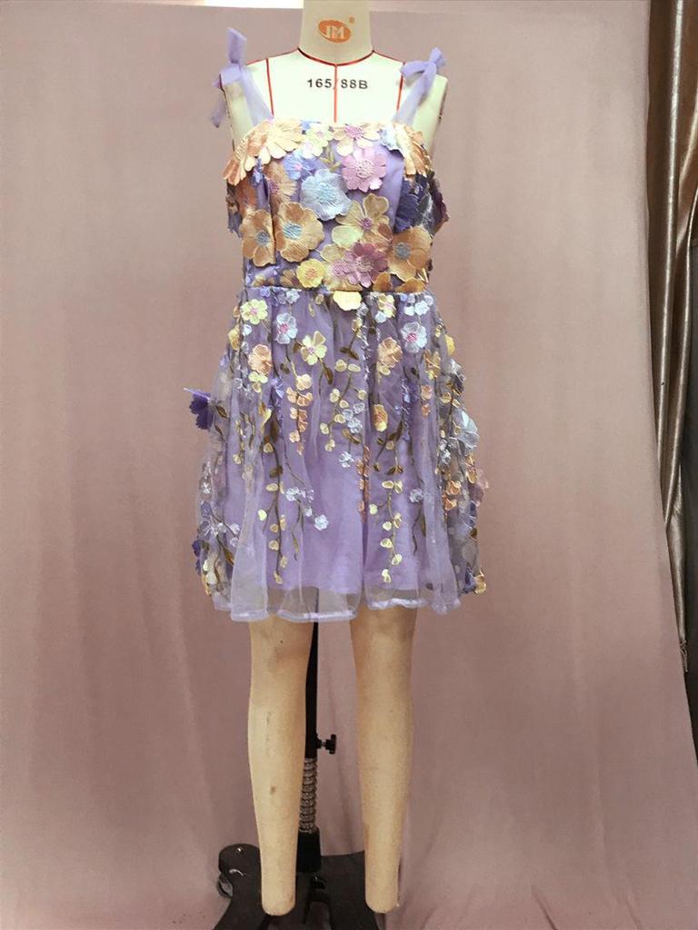 2025 Women's Fashion Floral Embroidered Sexy Suspender Dress
