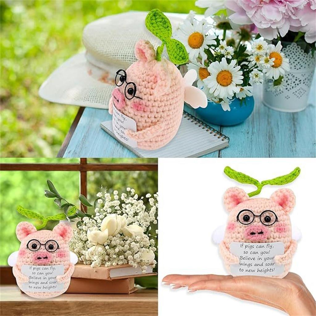 Funny Positive Pig Cute Emotional Support Crochet Pig Novelty Encouragement Gift