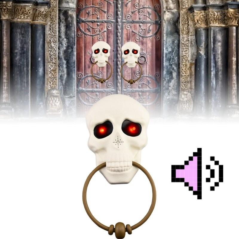 Spooky Halloween Doorbell Decorative Skull Design Light Up And Sound Effect Prop