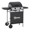 Gas Barbecue with 2 Burners 5.6 KW 2 Wheels 2 Side Tables and Steel Grills 104x49x99 Cm Black