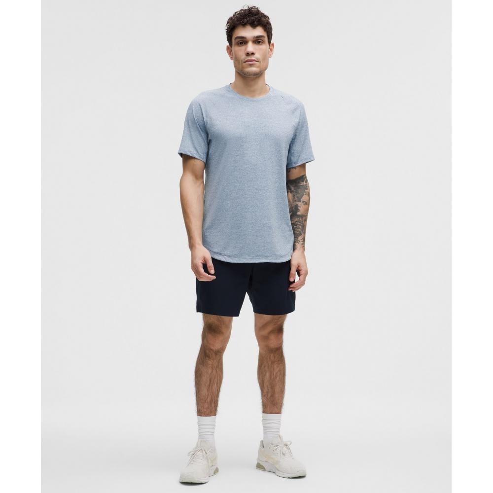 Lululemon License To Train Short Sleeve Shirt Heathered Washed Denim